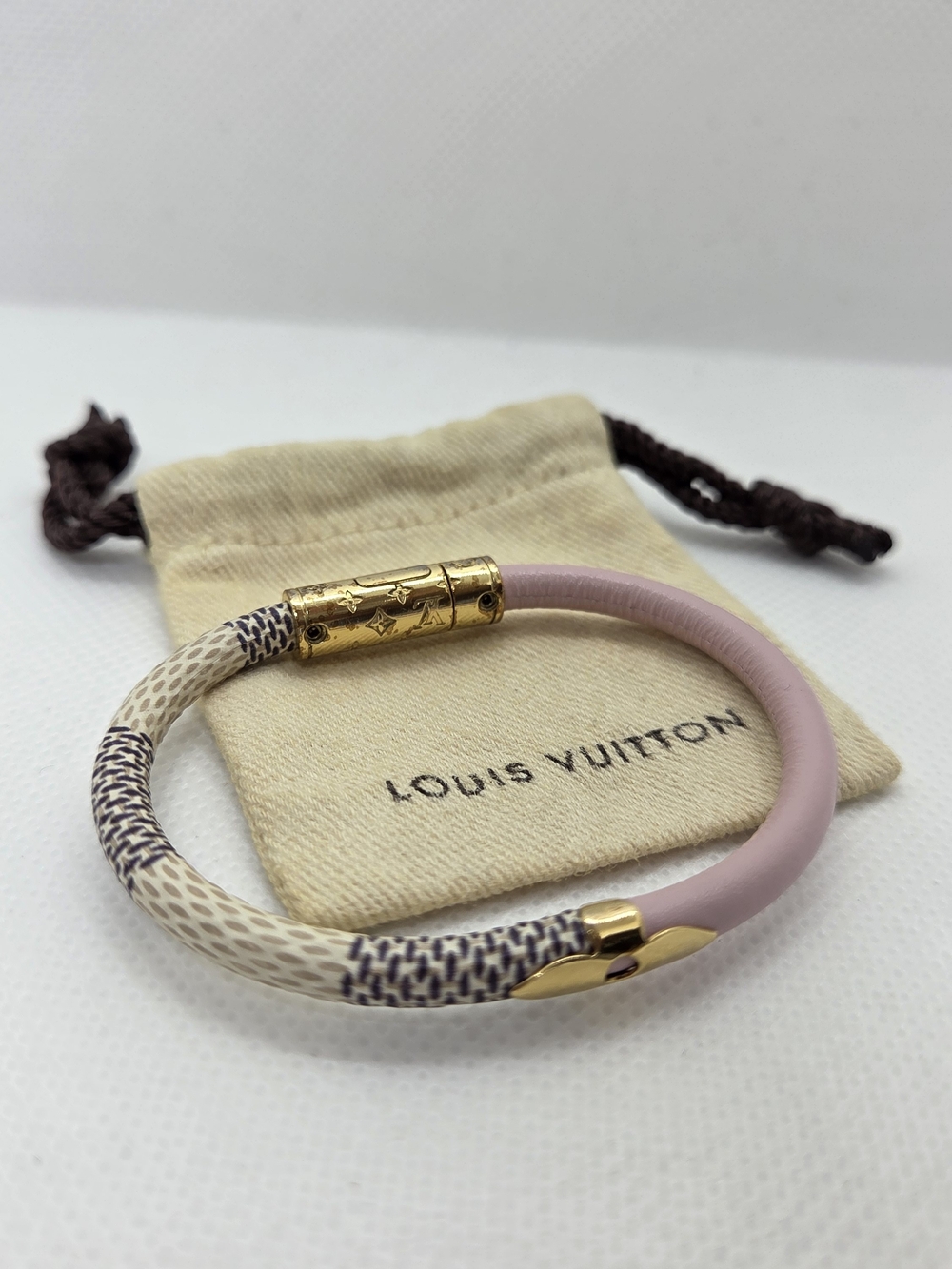Louis Vuitton Pink Damier Azur Canvas Daily Confidential  Bracelet